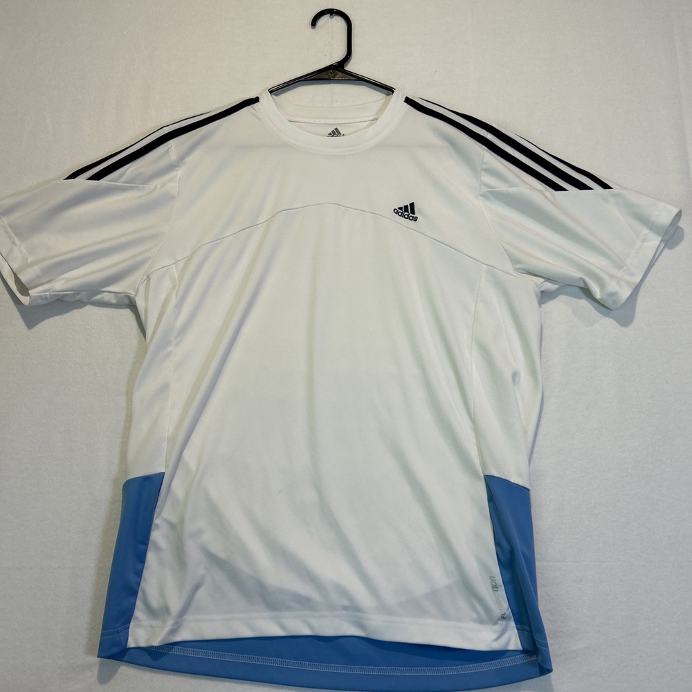 Adidas Soccer Shirt Jersey Short Sleeve Mens Medium White Blue Formotion 741582